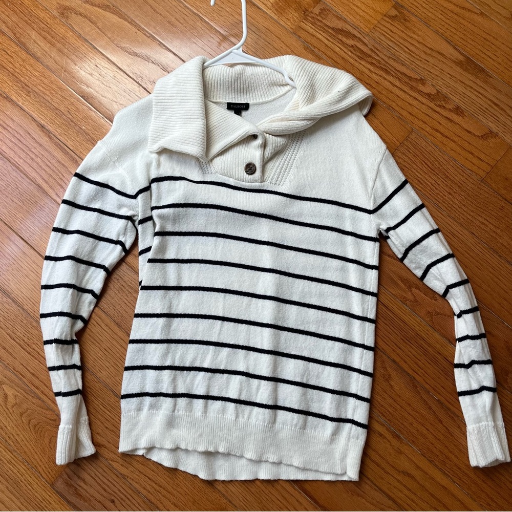 Talbots striped sweater with collar NWOT